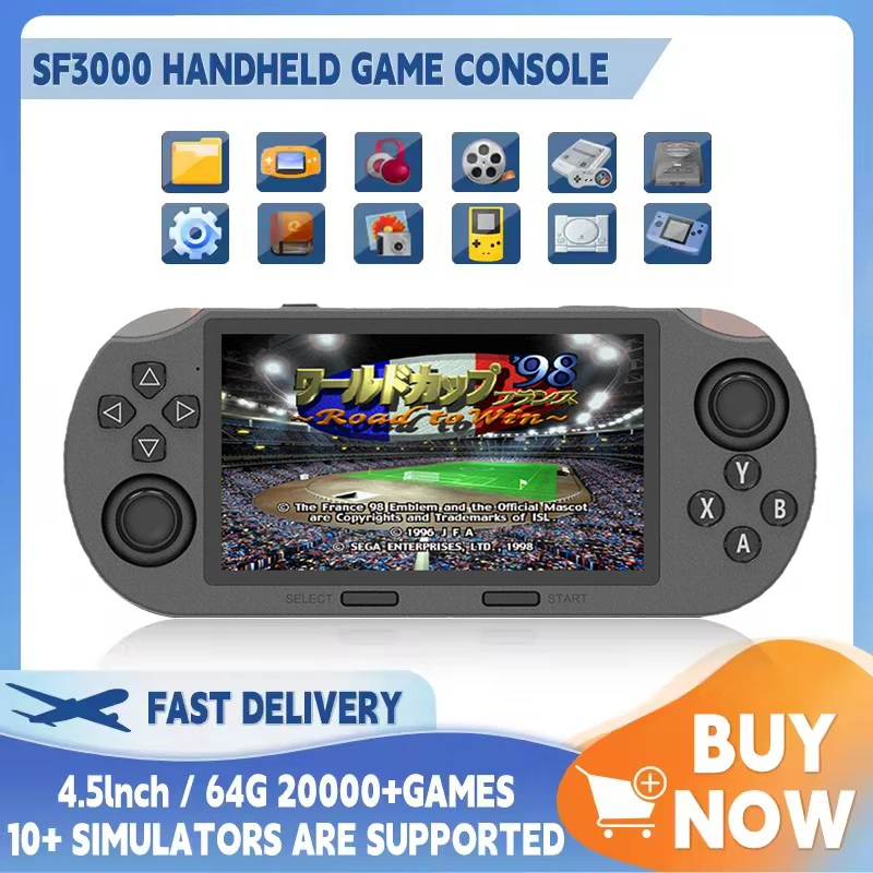 Retro Gaming Gameboy - SF3000 Tragbarer Handheld-Game-Player, 4,5-Zoll-IPS-Bildschirm, Retro-Videospielkonsole, integrierte