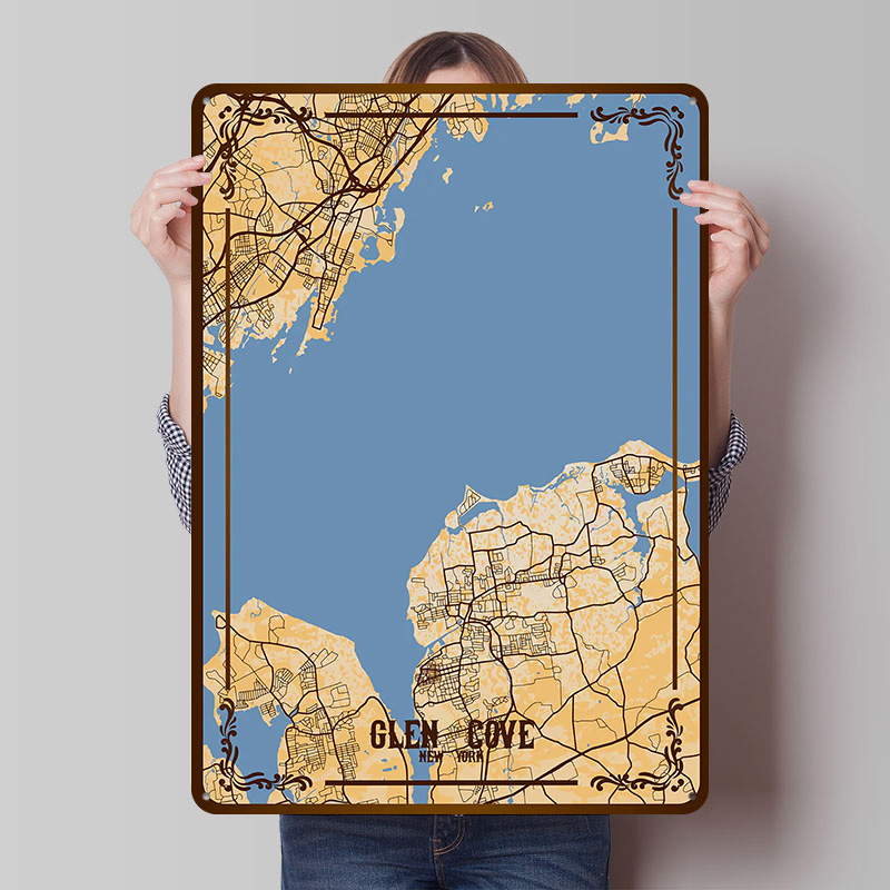 Retro Gaming York - Glen Cove New York Karte Blechposter