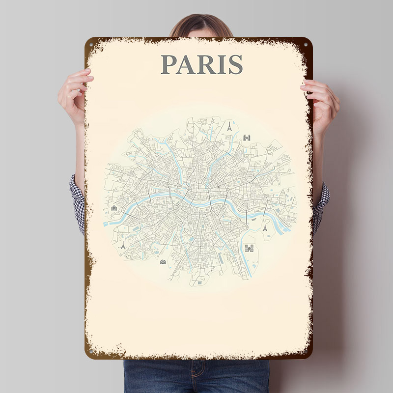 Retro Gaming Paris - Paris Stadtplan Blechposter – Individuelle Wandkunst,