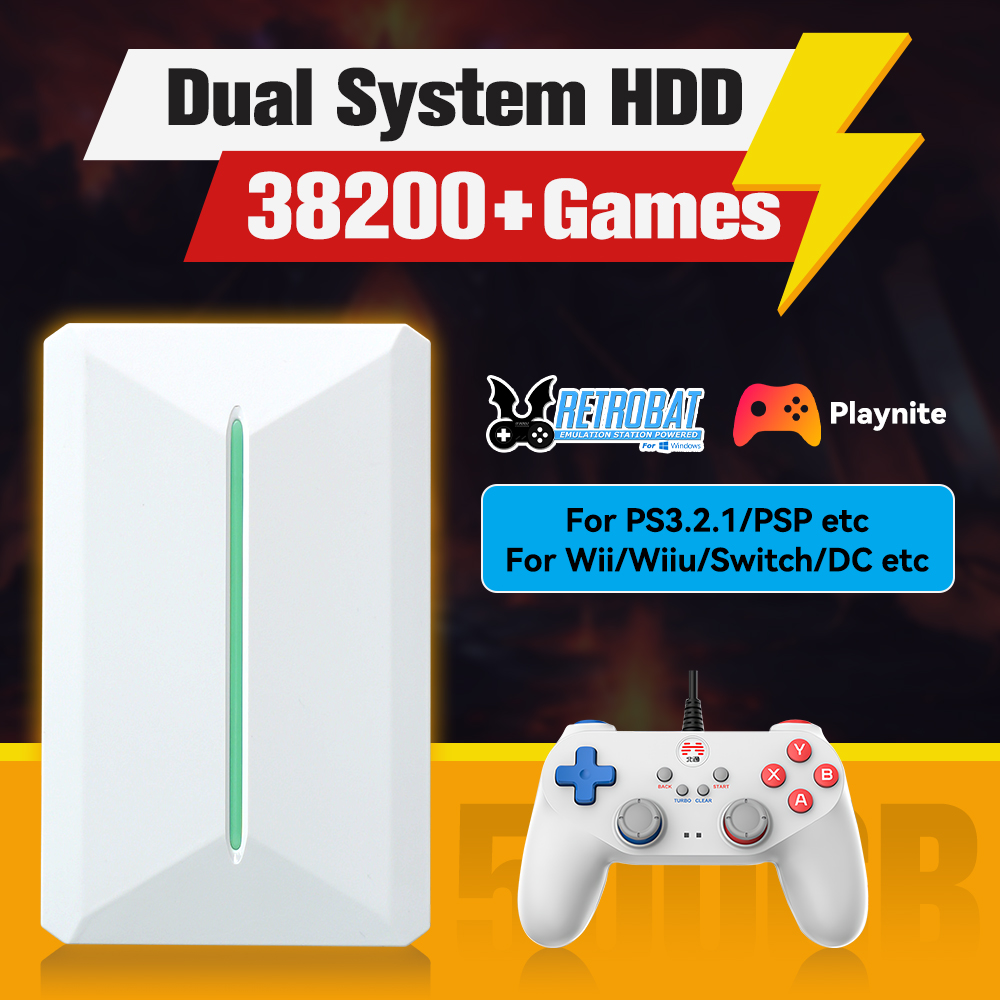 Retro Gaming Best Console - Retrobat&Playnite System HDD Retro-Spielekonsole für PS3/PS2/WIIU/WII/Switch/MAME