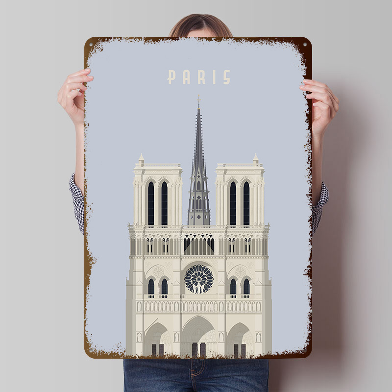 Retro Gaming Paris - Paris Reise-Blechposter, individuelle Wandkunst, Vintage-Metallschilder, Retro-Blechtafel