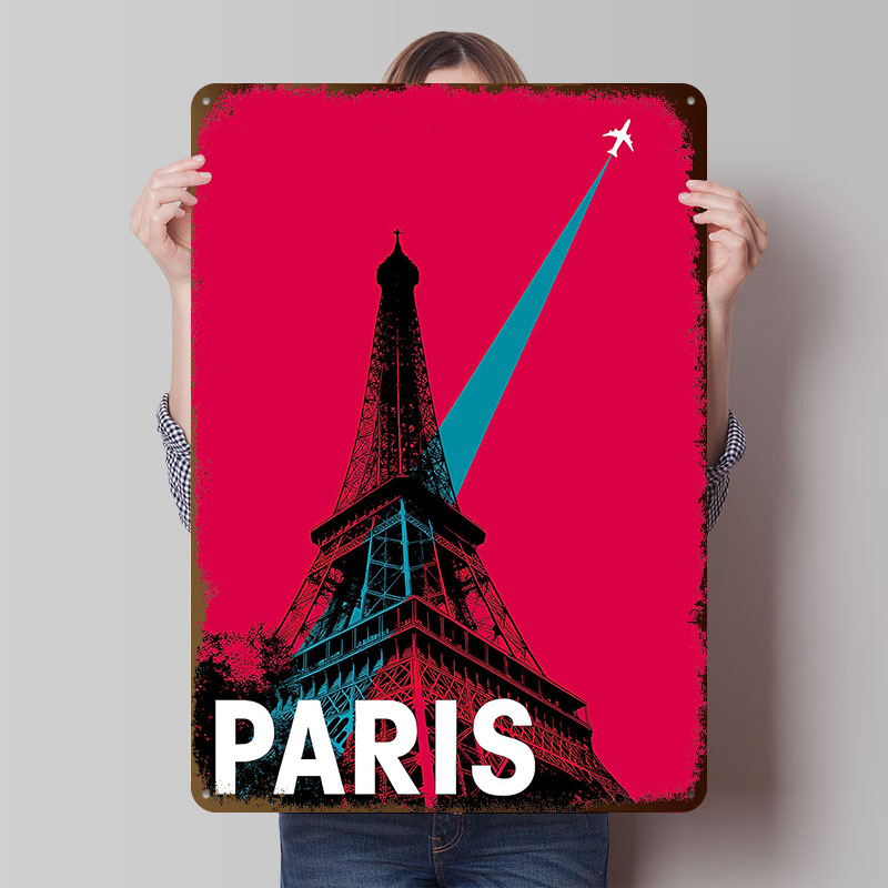 Retro Gaming Paris - Paris Eiffelturm Reise Metall Poster individuelle