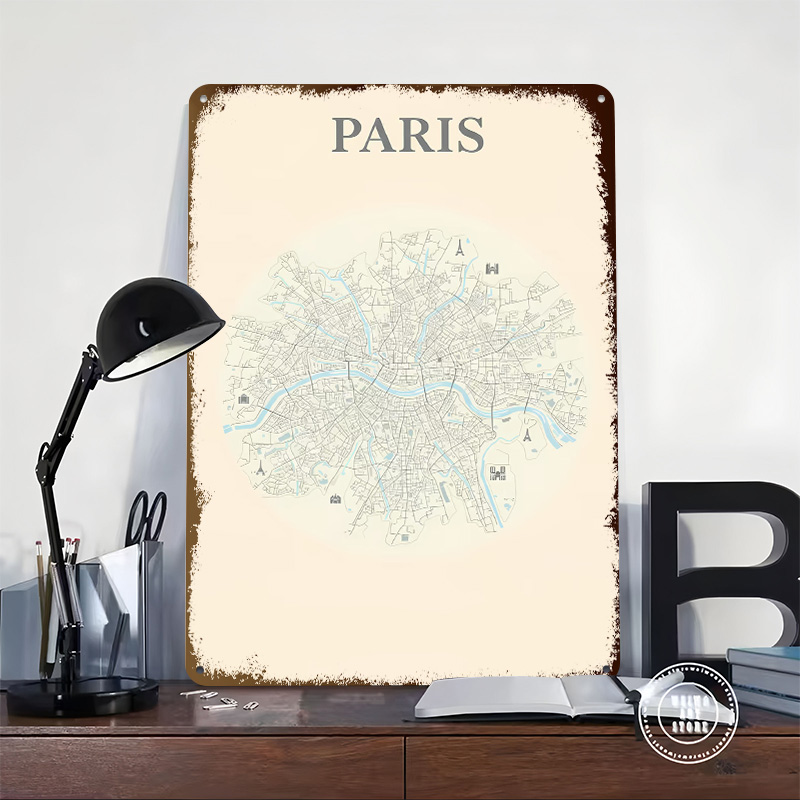 Paris Stadtplan Blechposter –  – Retro Gaming Paris Bewertung und Preis